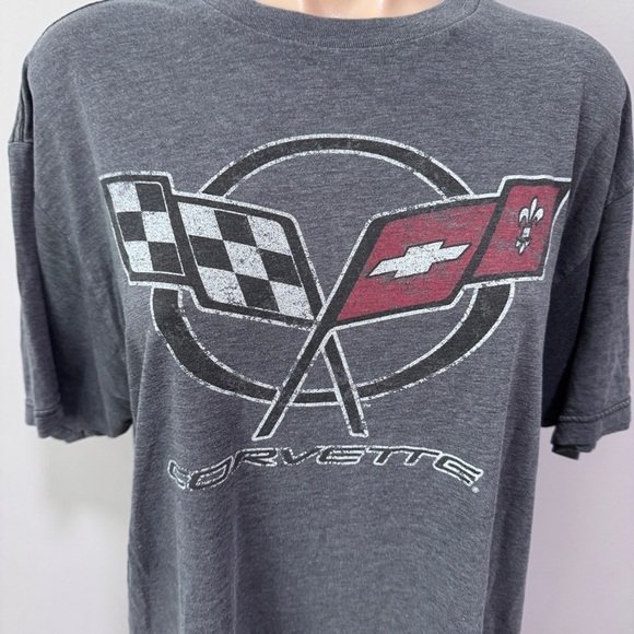 Corvette General Motors Car Flag Racing Graphic T-shirt Large Gray - Picture 2 of 4